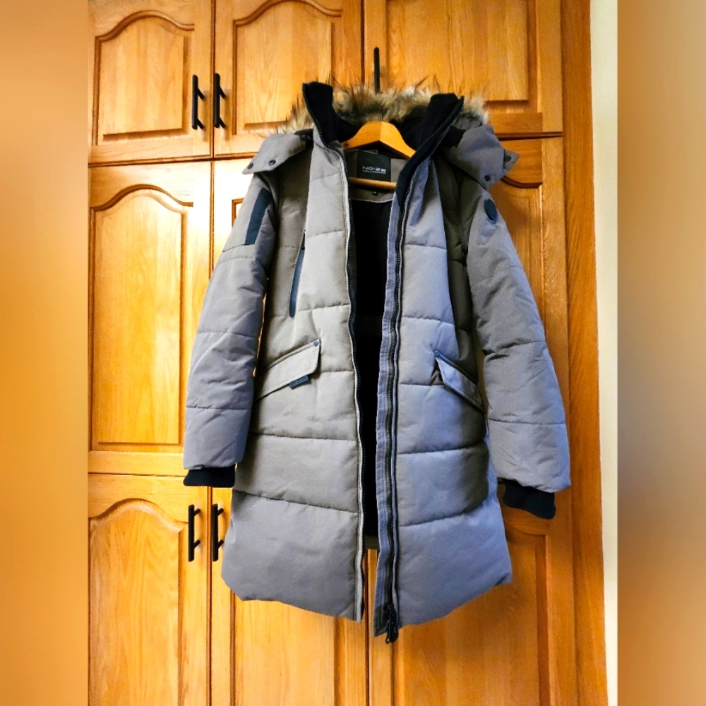 Womens Noize Winter Coat Parka Mocha Detachable Faux Fur Hood Size Sm